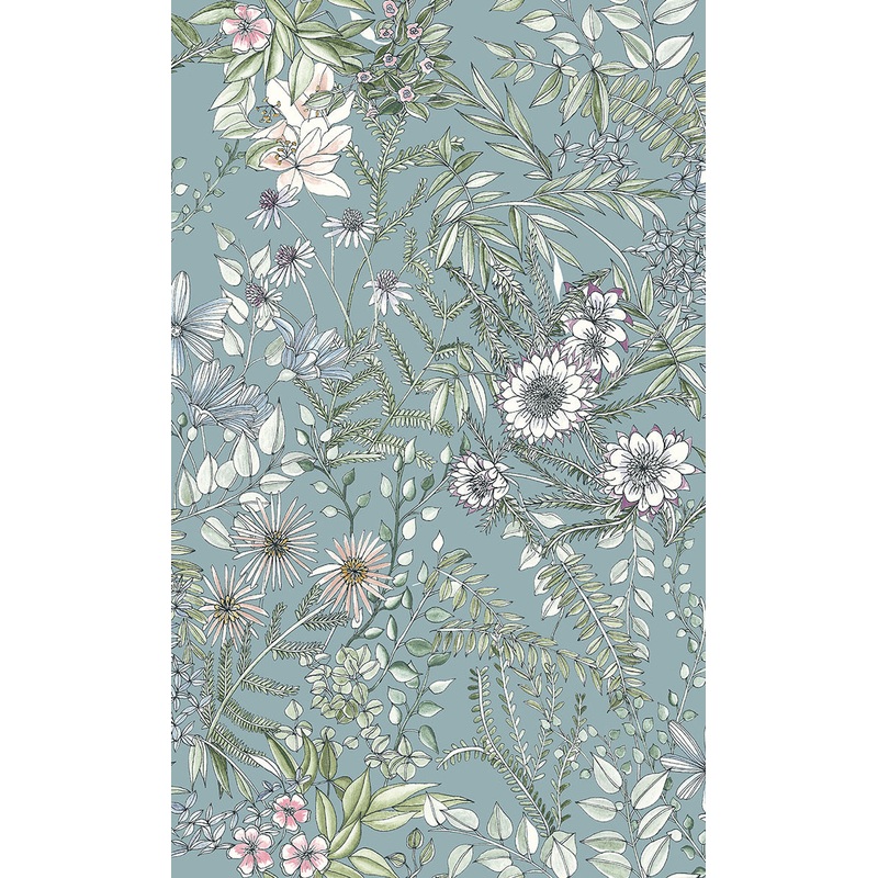 2821-12904 Full Bloom Blue Floral Wallpaper
