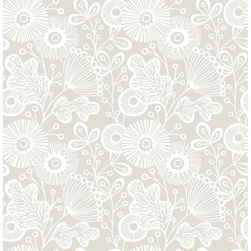 2821-25112 Ana Taupe Floral Wallpaper