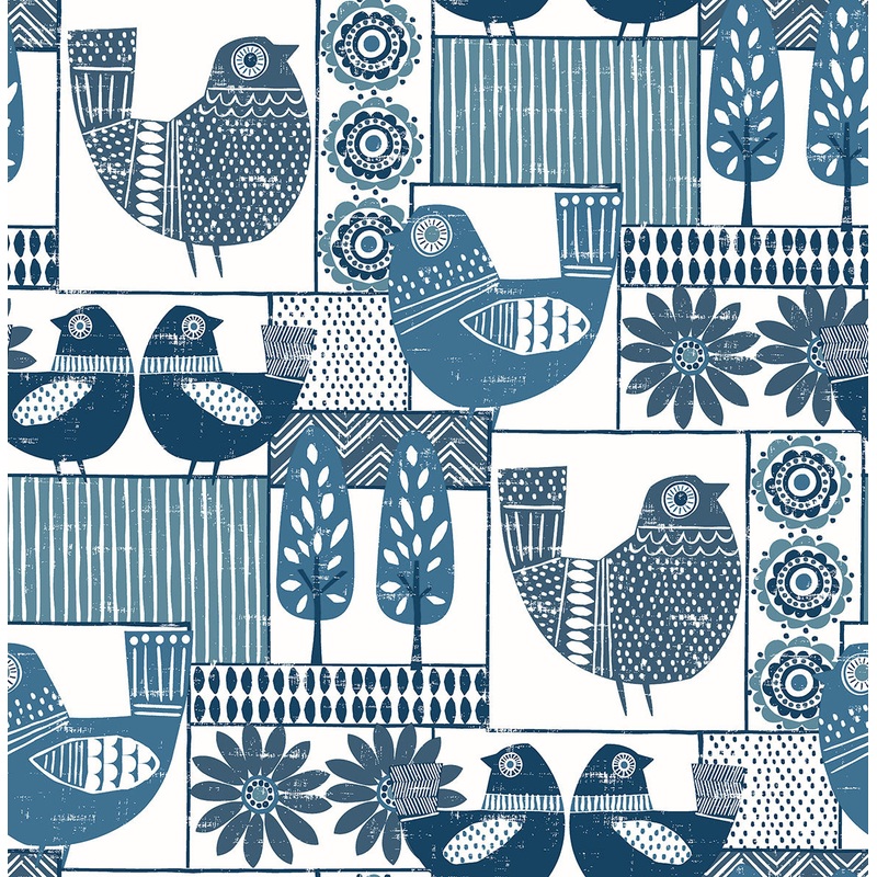 2821-25113 Hennika Blue Patchwork Wallpaper