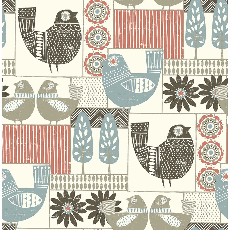 2821-25117 Hennika Coral Patchwork Wallpaper