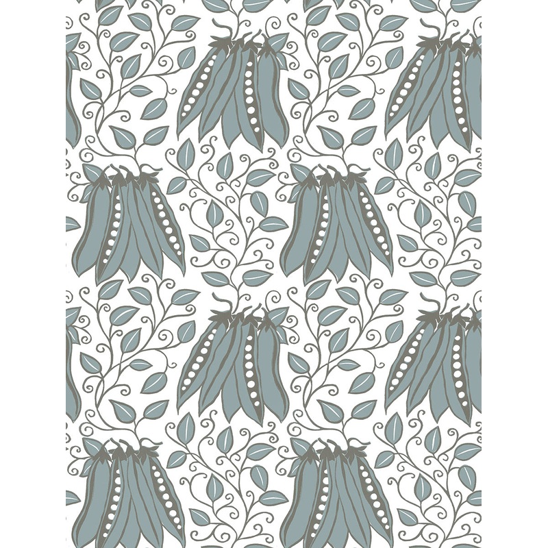 2821-25121 Peas in a Pod Turquoise Garden Wallpaper