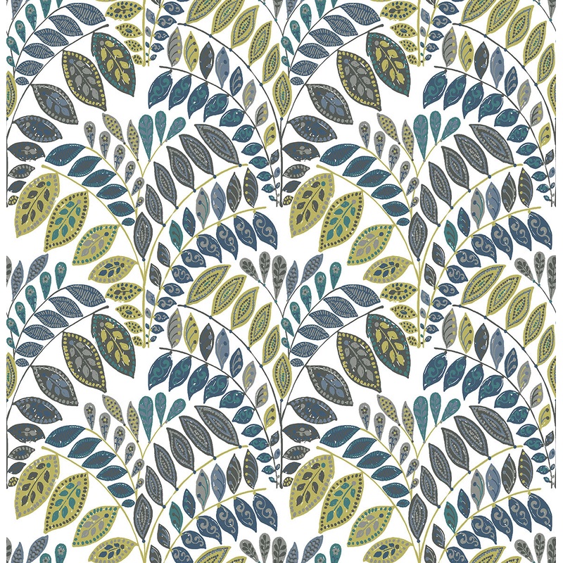 2821-25142 Fiddlehead Green Botanical Wallpaper