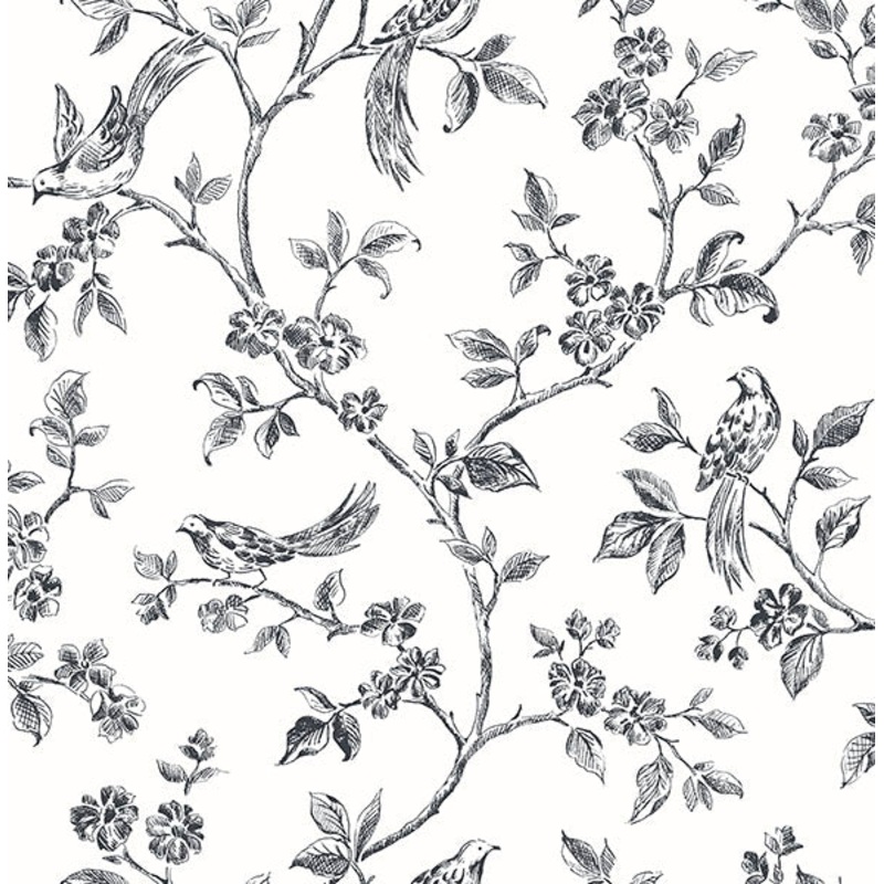 2836-24976 Ophelia Black Bird Trail Wallpaper