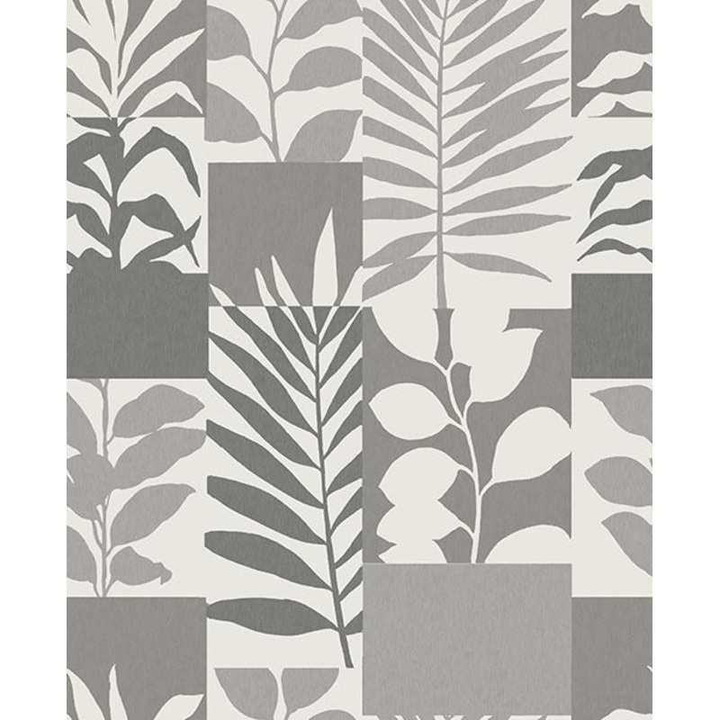 2836-M1383 Goneril Grey Botanical Geometric Wallpaper