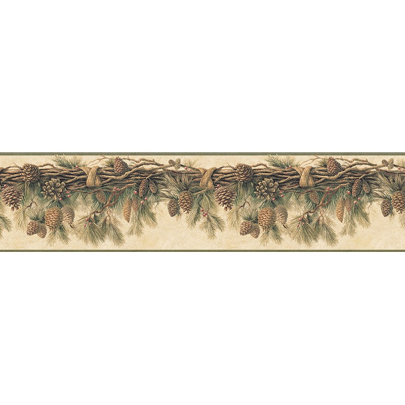 3118-01391B Pinecone Forest Multicolor Pine Border