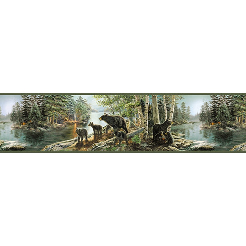 3118-01531B Bear Necessities Multicolor Mountain Lake Border