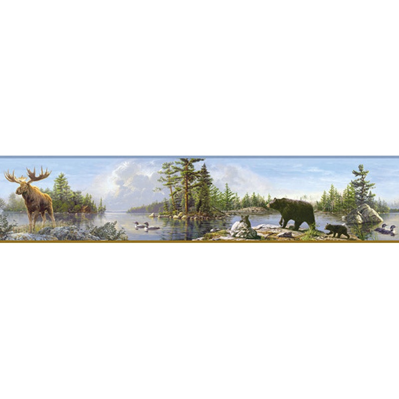 3118-48541B Moose Lake Multicolor Forest Border