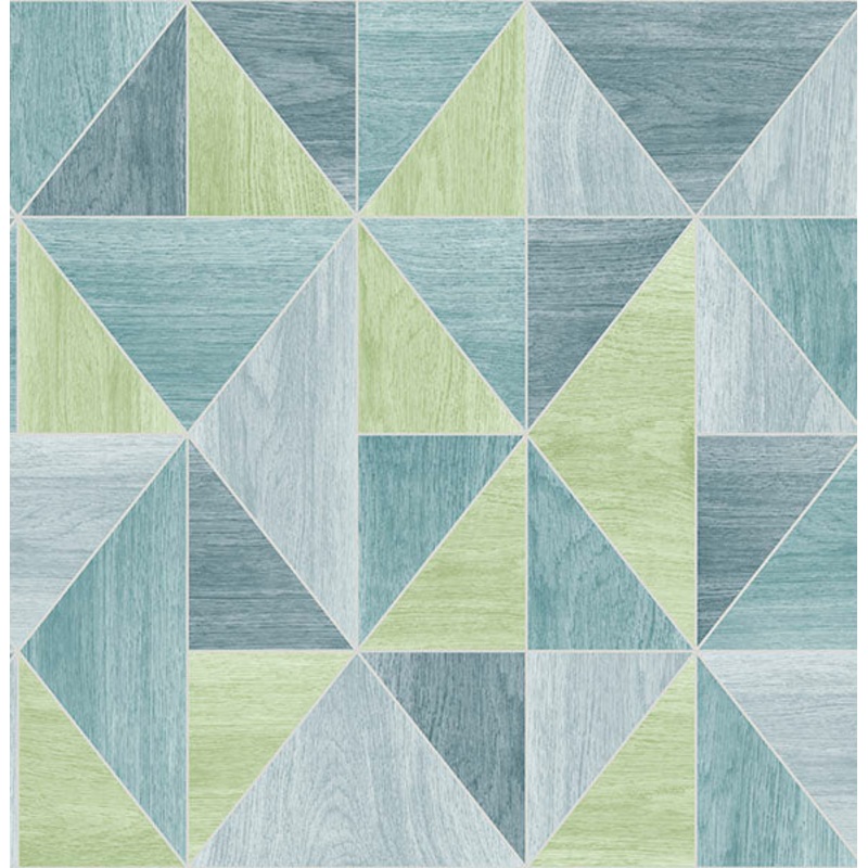 2814-24961 Simpson Blue Geometric Wood Wallpaper