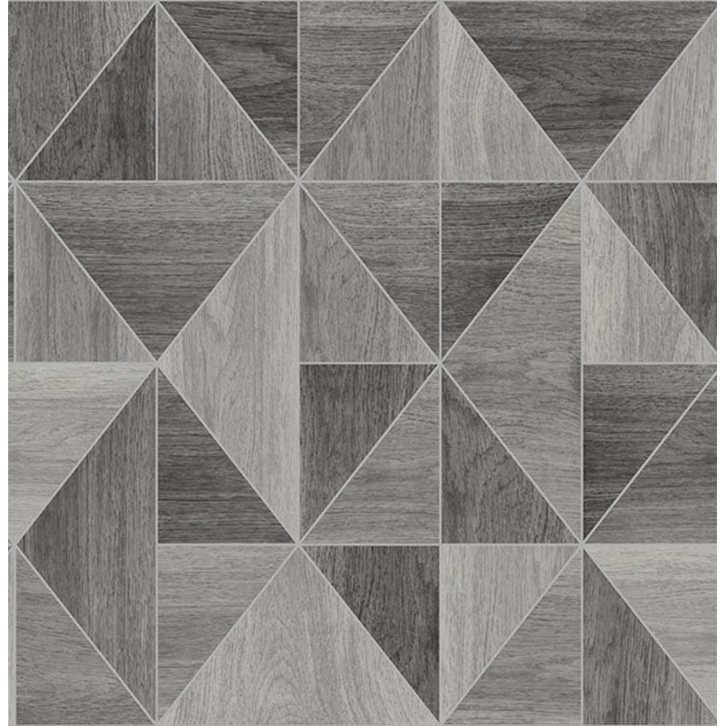 2814-24963 Simpson Grey Geometric Wood Wallpaper