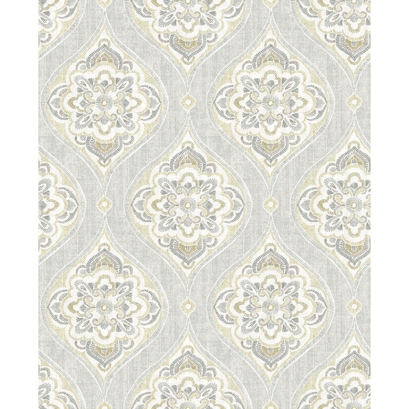 2821-25149 Adele Light Grey Damask Wallpaper