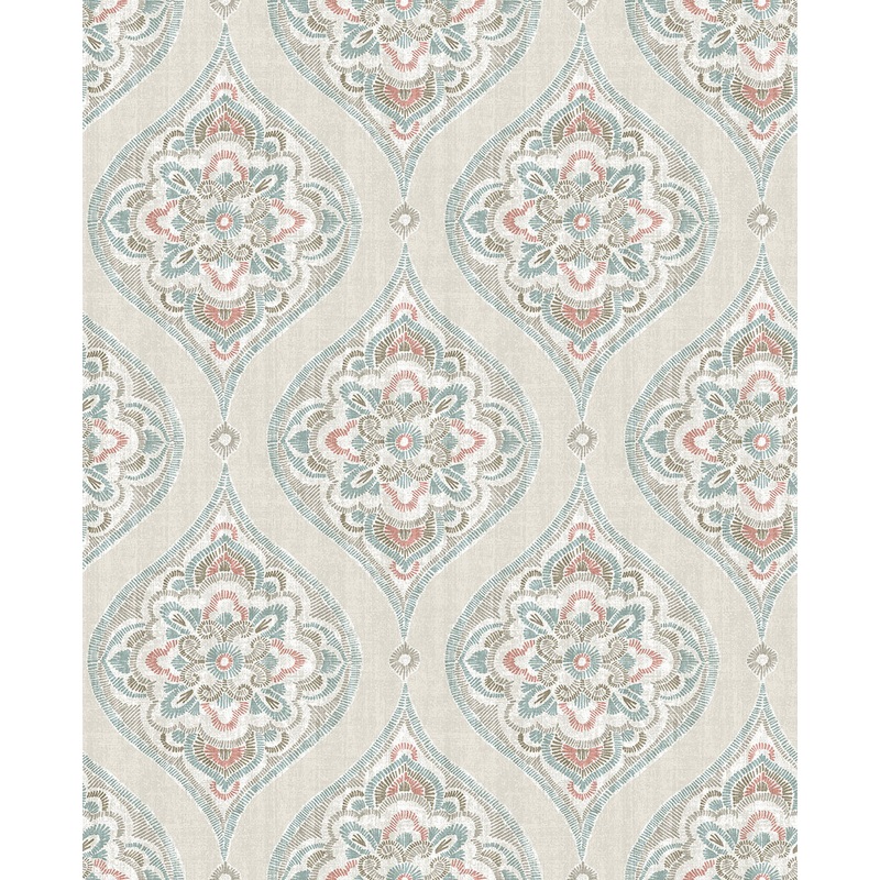 2821-25150 Adele Teal Damask Wallpaper