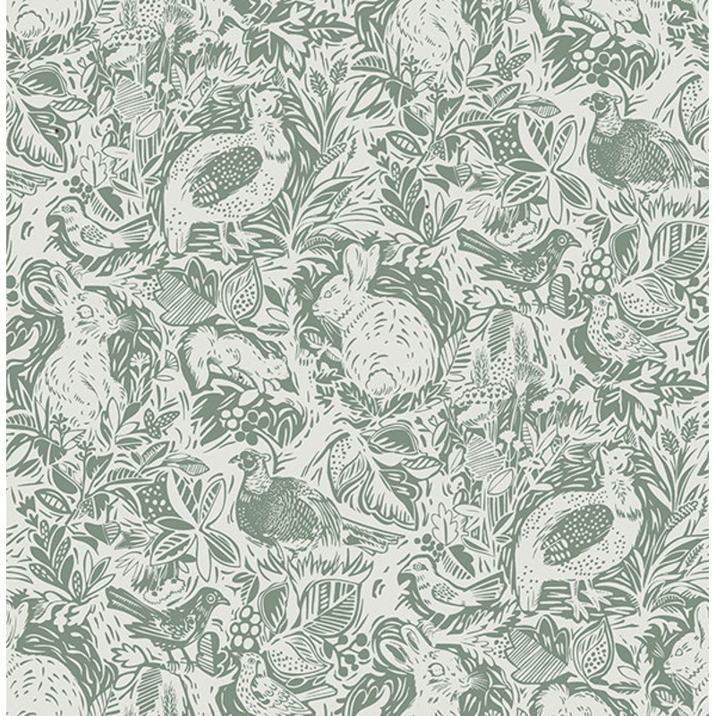 2861-25724 Revival Dark Green Fauna Wallpaper