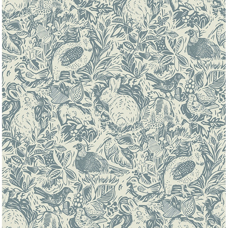 2861-25726 Revival Blue Fauna Wallpaper