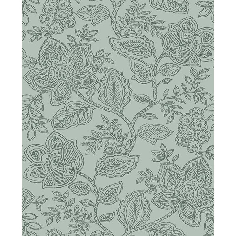 2861-25737 Larkin Green Floral Wallpaper