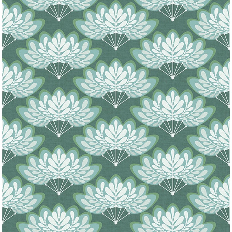2861-25753 Lotus Grey Floral Fans Wallpaper