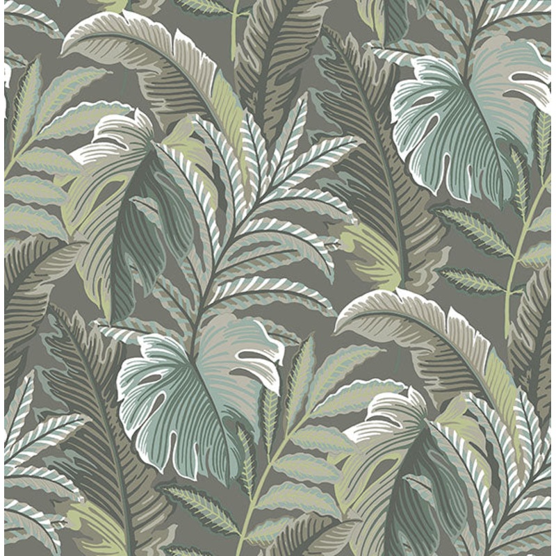 2861-25761 Verdant Dark Grey Botanical Wallpaper