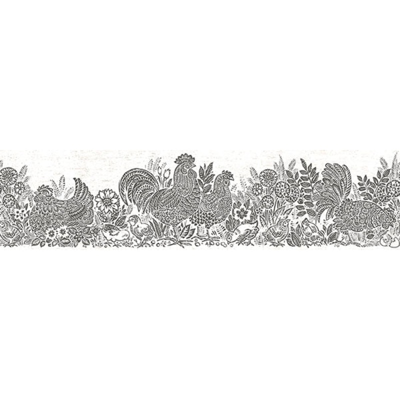 3119-13552B Parton Black Chicken Border
