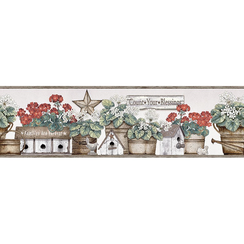 3119-13581B Geranium Multicolor Flower Pot Border