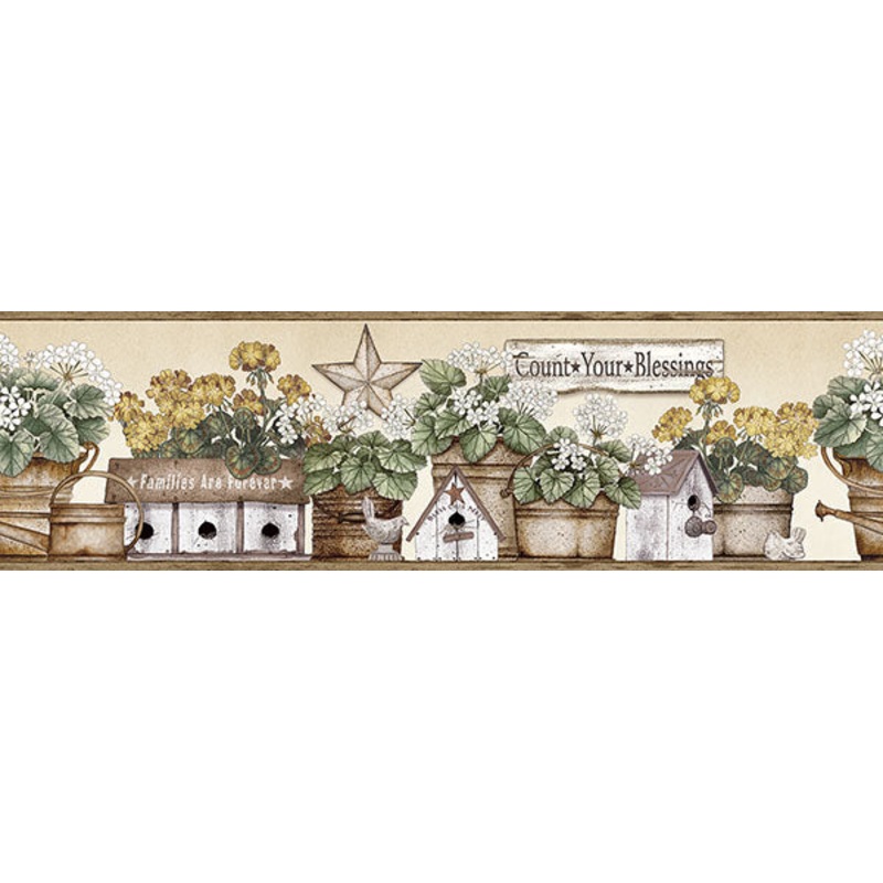 3119-13582B Geranium Yellow Flower Pot Border