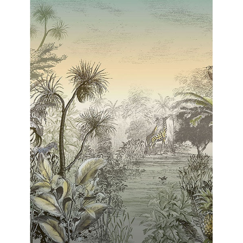 300622 Giraffe Sunset Wall Mural