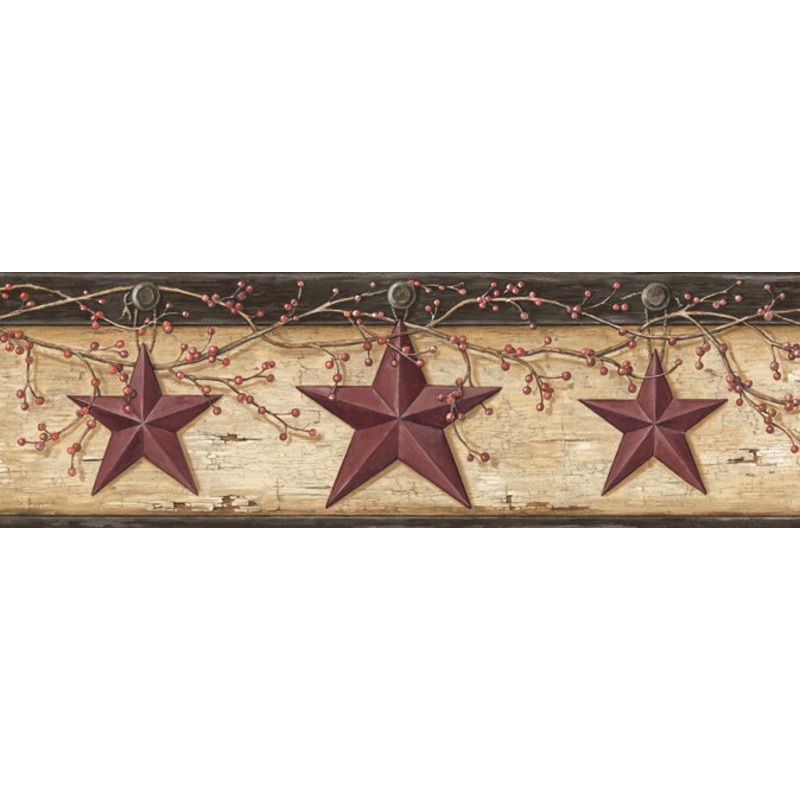 3123-44603 Ennis Maroon Rustic Barn Star Border