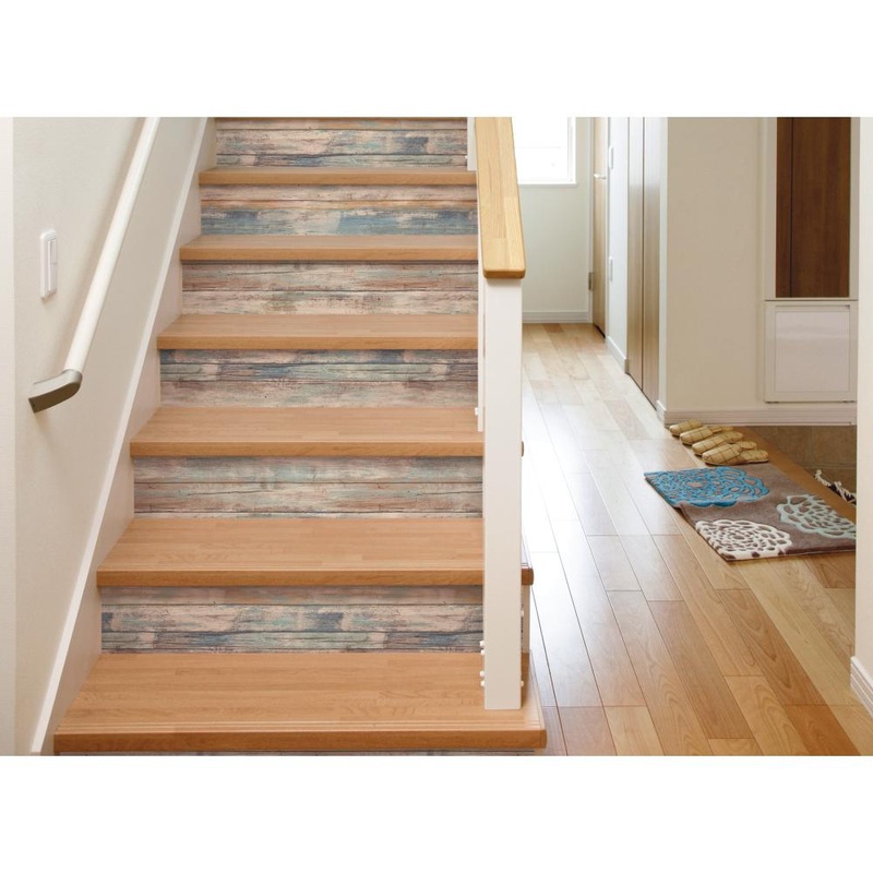 RMK9052WP Blue Distressed Wood Peel and Stick Wall Decor