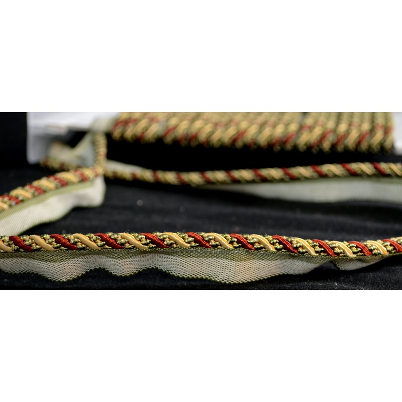 1009T 8870 Red Gold Green Lip Cord Trim