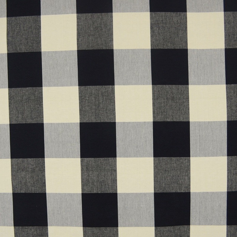 3163 9 Large 4 inch  Black Cream Buffalo Check Fabric
