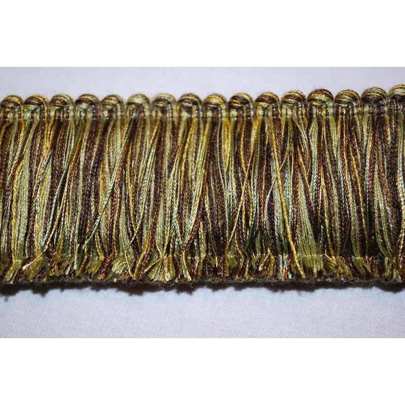 402 281 Green Brown Brush Fringe Parisia Trim Fabric
