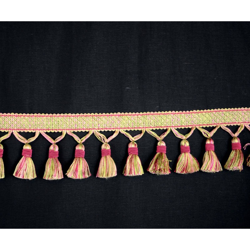 BF4005 Pink 42/14 Pink Green Tassel Trim Fringe