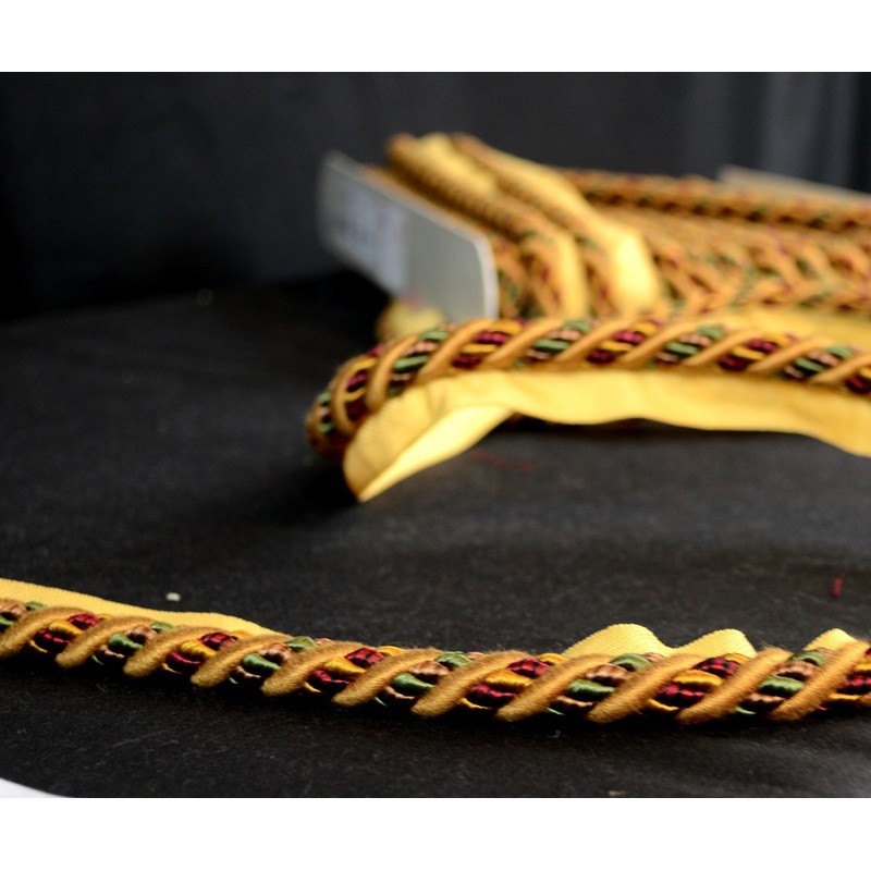 CS300 191 Gold Red Green Lip Cord Trim