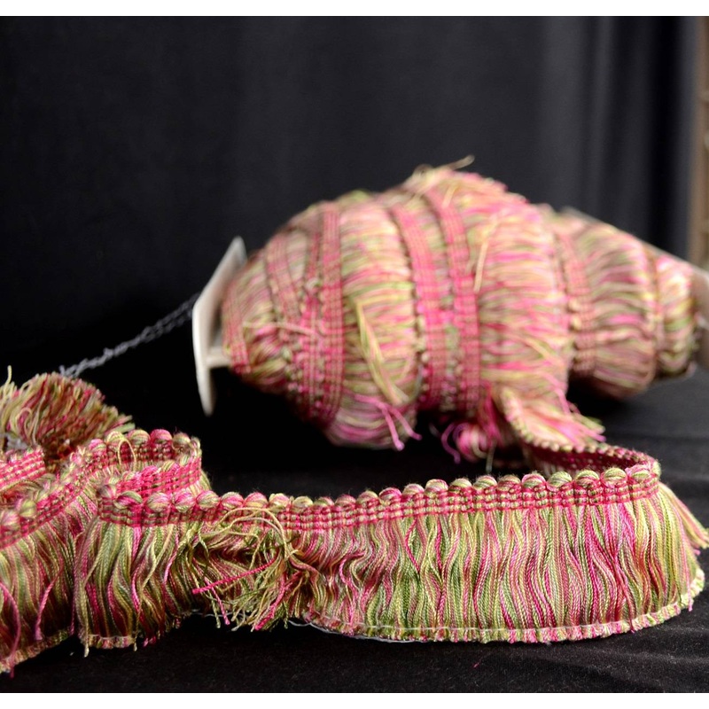 CS500/208 Pink Green Brush Fringe Trim