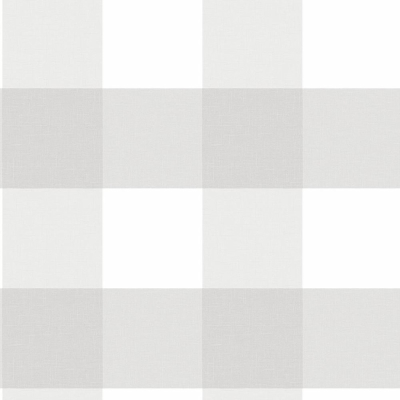 NUS2691 Farmhouse Plaid Grey & White 5 inch Buffalo Check Peel and Stick Wallpaper