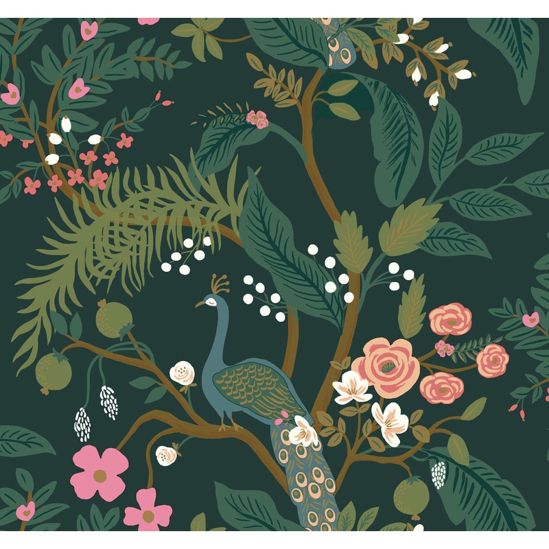 RI5168 Rifle Paper Co Emerald Peacock Wallpaper