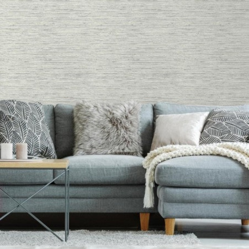 RMK11078WP Steel Blue Faux Grasscloth Peel & Stick Wallpaper