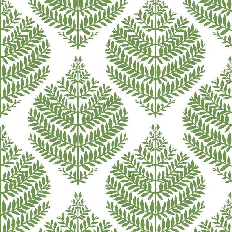RMK11513WP Green Hygge Fern Damask Peel and Stick Wallpaper