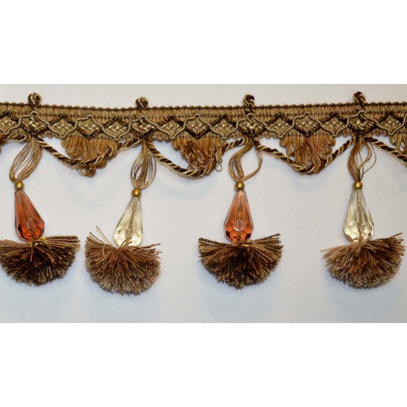 1469 9551 Brown Gold Beaded Tassel Trim