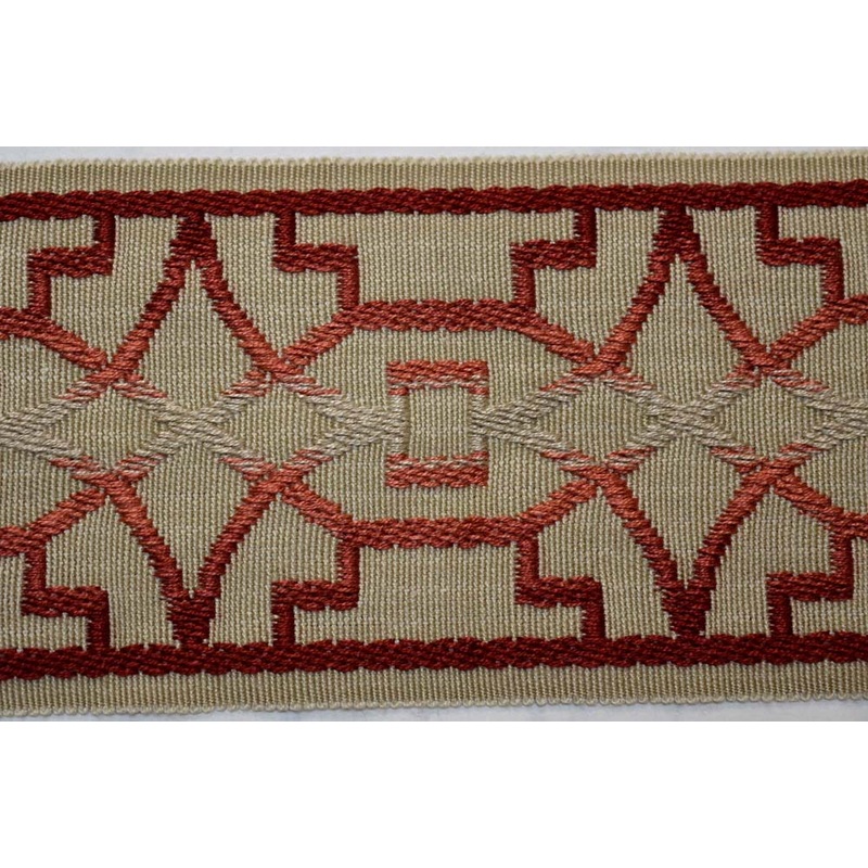 Irwell Imatra Deep Coral 3.5" Flat Tape Trim By Charlotte Moss Fabricut